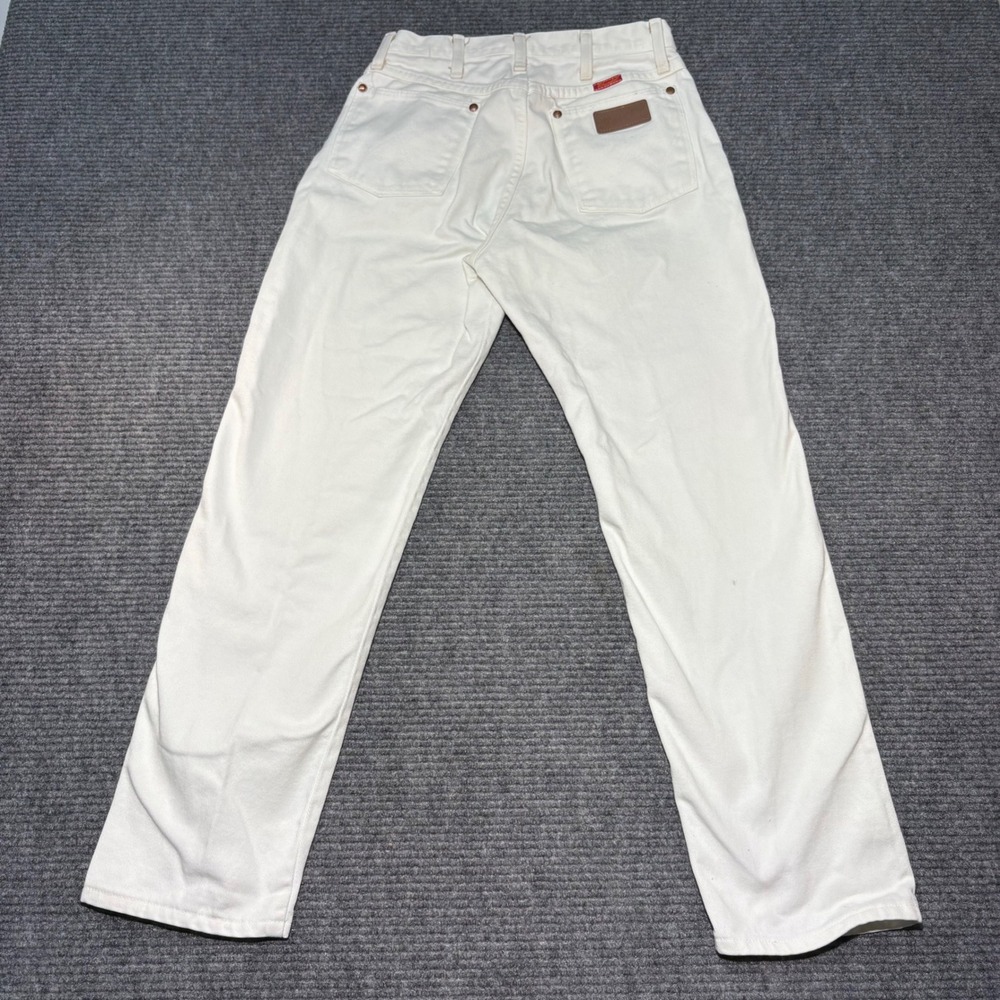 Vintage Wrangler High Waisted White Denim Jean Straight Leg Western 28x29 70s80s - Picture 7 of 9